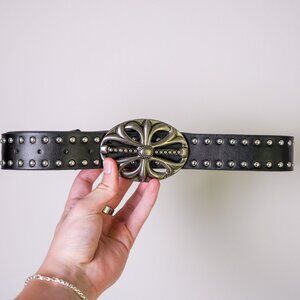 y2k studded buckle black belt — 2000s punk grunge style